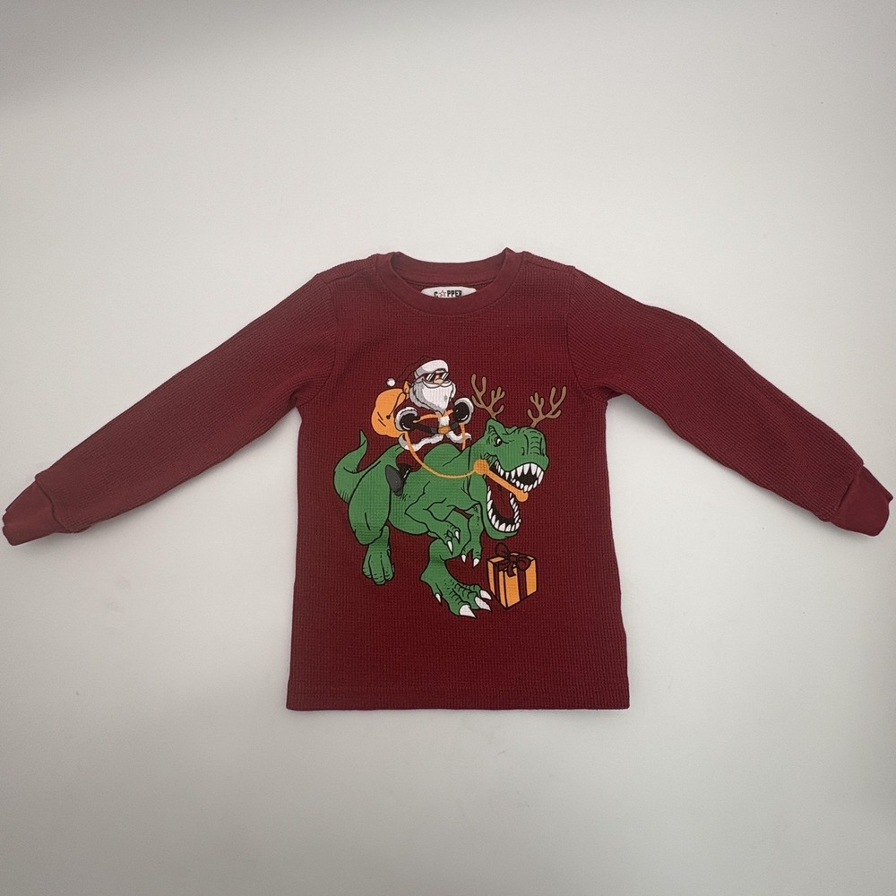 Copper Denim Shirt Boys 4 Red‎ Dinosaur Christmas Long Sleeve Thermal Top